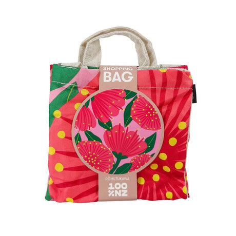 Bright Botanical Pink Pohutukawa Shopping Bag - Funky Gifts NZ