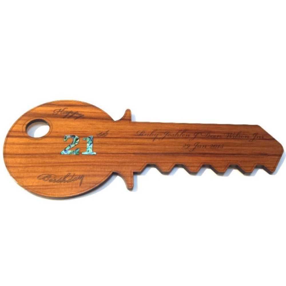 Traditional Wooden 21st Key - Can be Engraved - Funky Gifts NZ