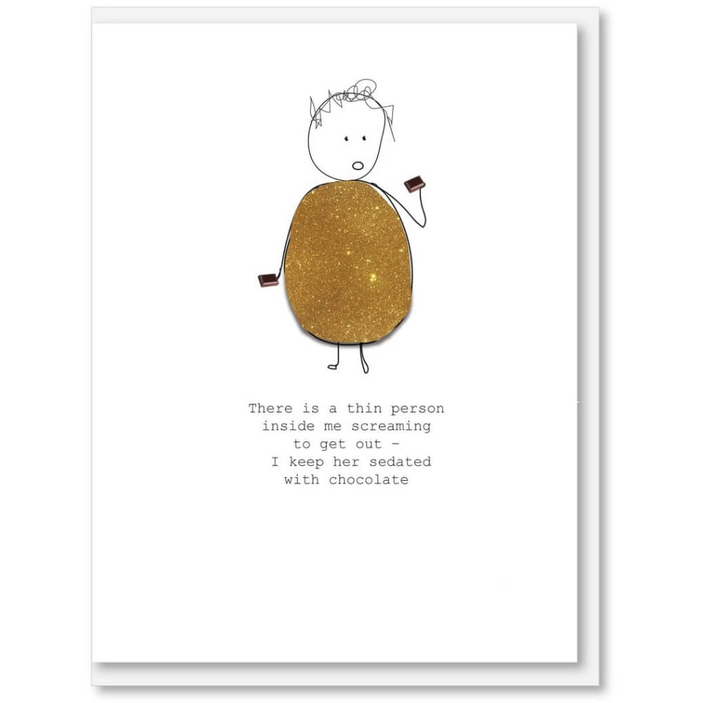 NZ MADE Greeting Card - Thin Person - Funky Gifts NZ