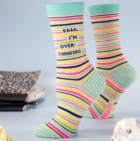 Blue Q Socks – Women's Crew – Shhh... I'm Over-Thinking - Funky Gifts NZ