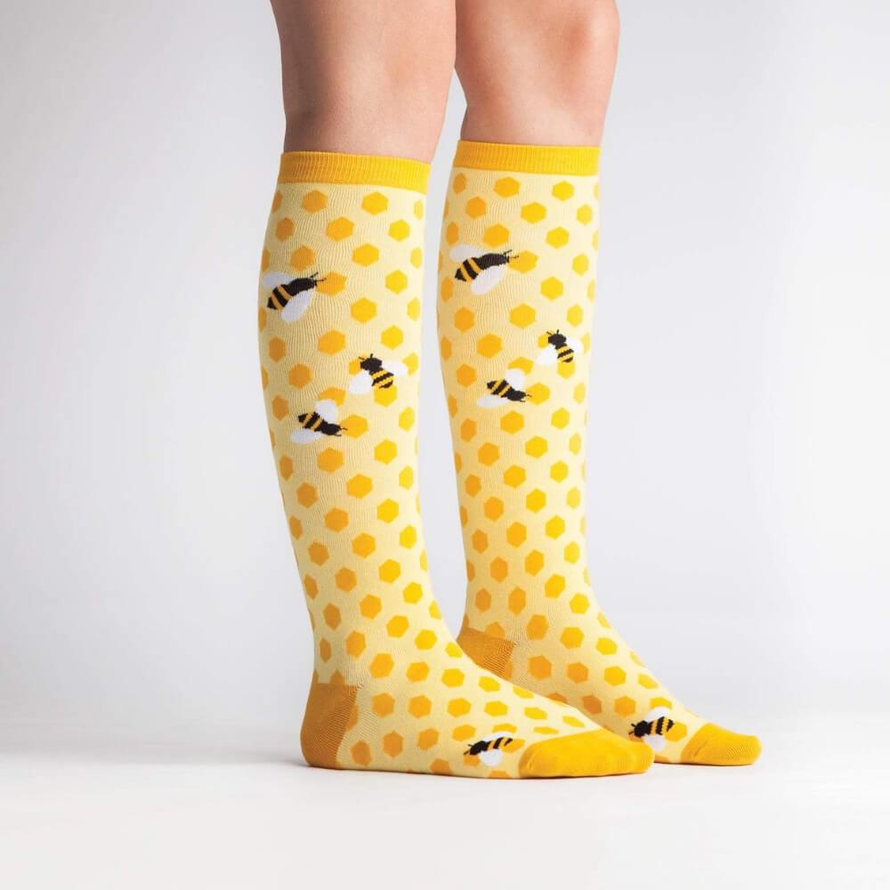 Sock It To Me Socks - Women's Knee High - Bees Knees - Funky Gifts NZ