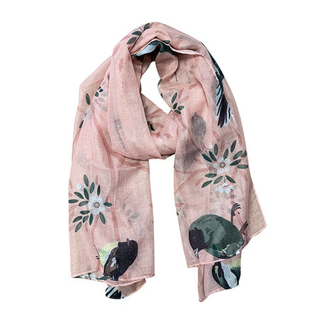 Designer Kiwiana Scarf - Native Skies Pink - Funky Gifts NZ