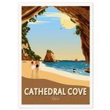 A4 Travel Poster - Cathedral Cove - Funky Gifts NZ