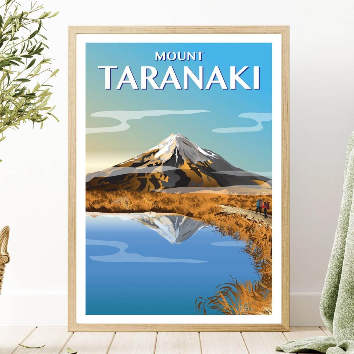 A4 Travel Poster - Mount Taranaki Autumn - Funky Gifts NZ