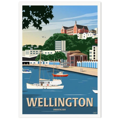 A4 Travel Poster - Wellington Oriental Bay - Funky Gifts NZ
