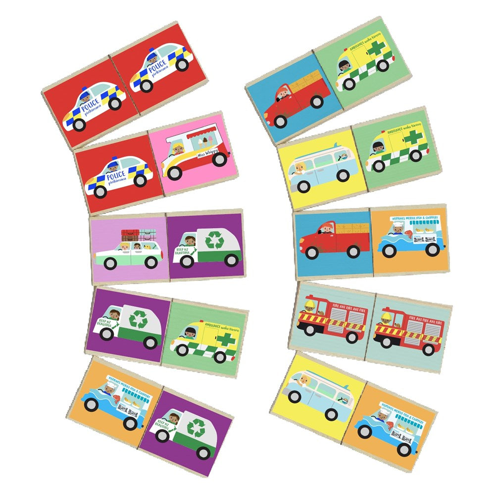 Moana Road - Wooden Vehicles Dominoes - Funky Gifts NZ