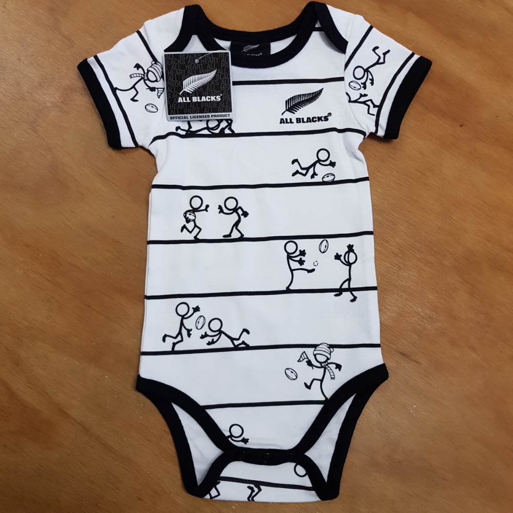 All Blacks Stick Figures Baby Bodysuit - 1 (12-18 months) - Funky Gifts NZ