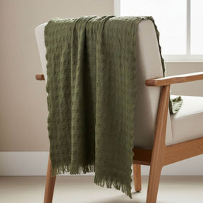 Amalfi Ridge Waffle Throw Green - Funky Gifts NZ