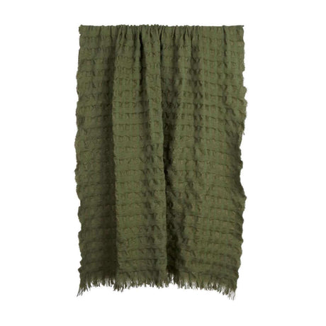 Amalfi Ridge Waffle Throw Green - Funky Gifts NZ