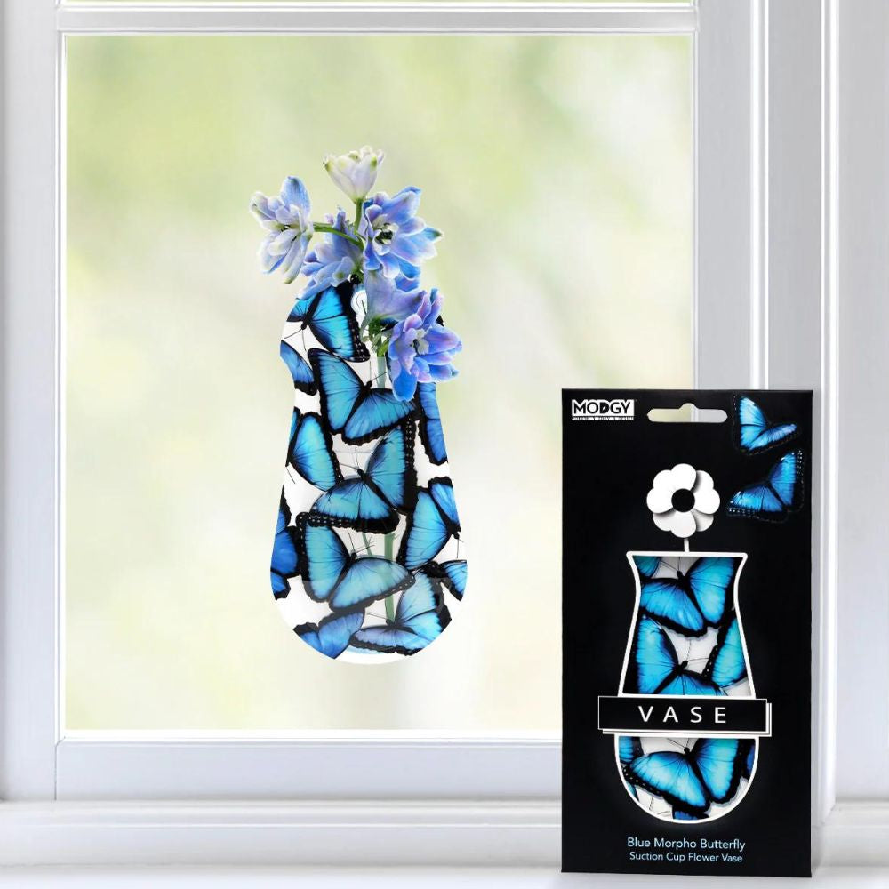 Modgy Suction Vase - Blue Morpho - Funky Gifts NZ