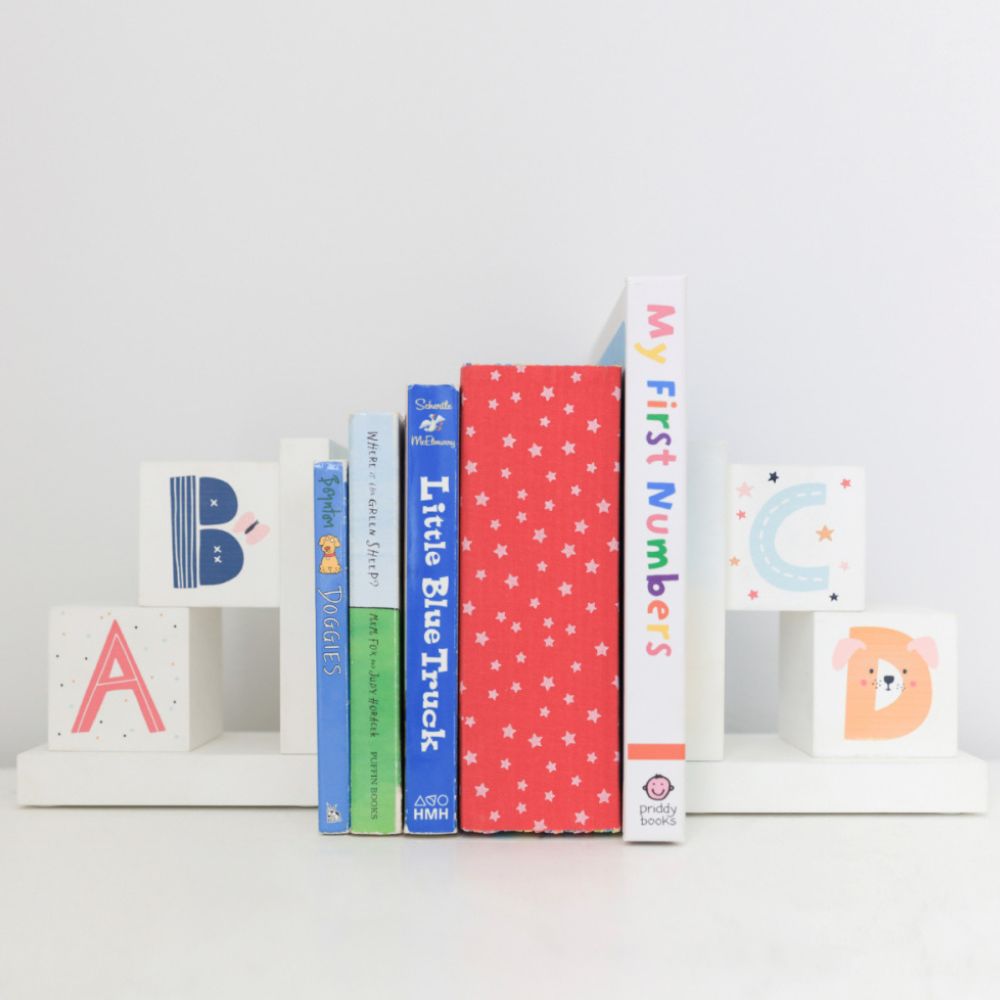 Baby Timber Bookends - ABC - Funky Gifts NZ