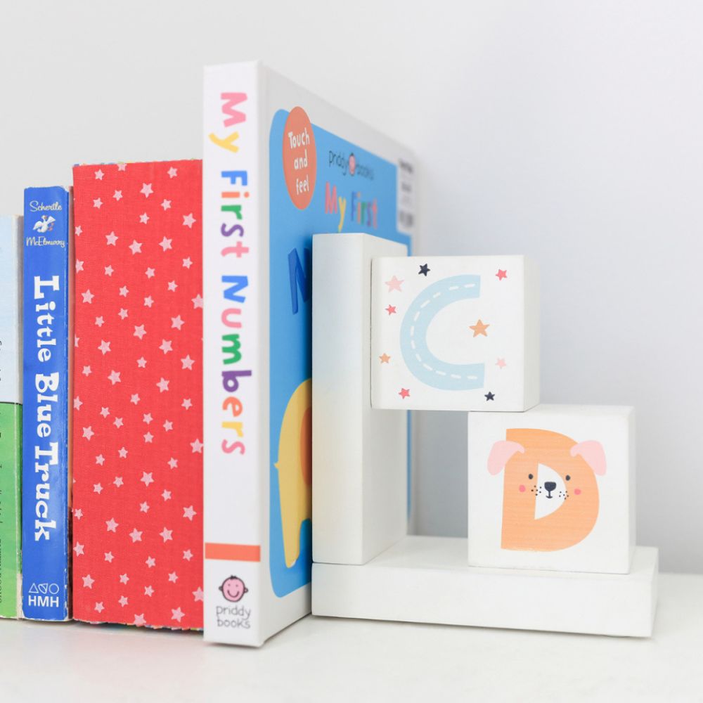 Baby Timber Bookends - ABC - Funky Gifts NZ