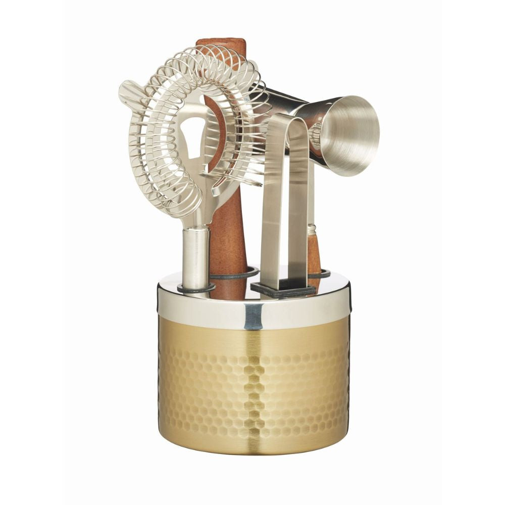 BarCraft Hammered Brass Cocktail Tool Set - Funky Gifts NZ