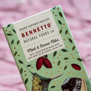 Bennetto Chocolate 100g - Mint & Cocoa Nibs - Funky Gifts NZ