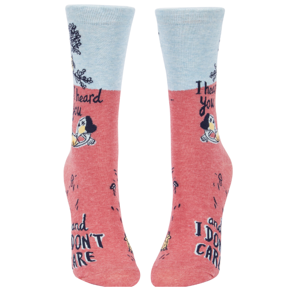 Blue Q Socks – Women's Crew – I Heard You and I Don't Care - Funky Gifts NZ