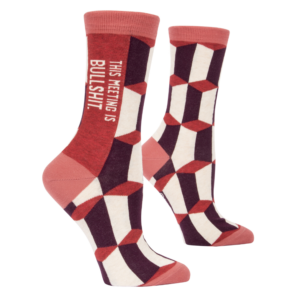 Blue Q Socks – Women's Crew – This Meeting is Bullsh*t - Funky Gifts NZ