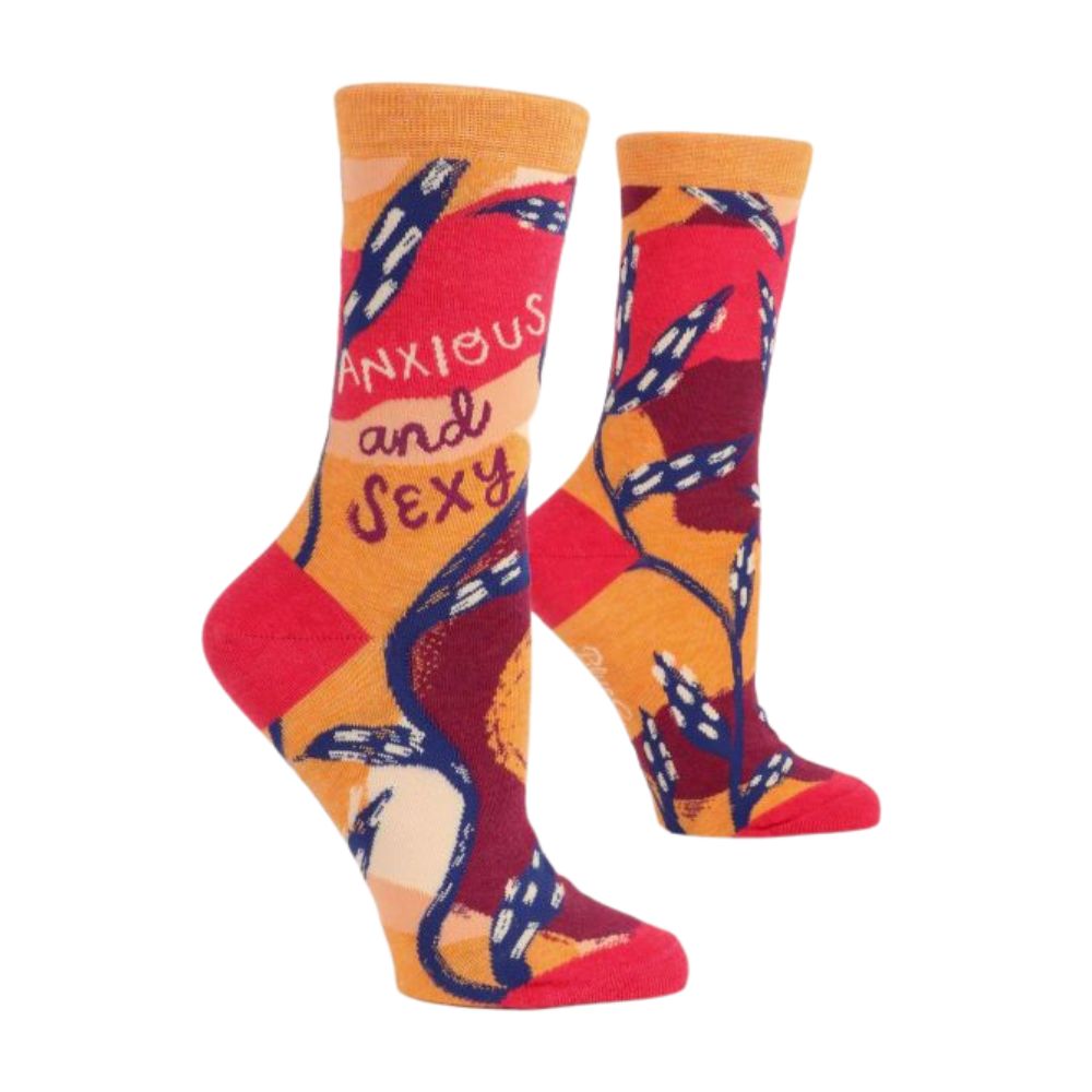 Blue Q Socks – Women's Crew - Anxious & Sexy - Funky Gifts NZ