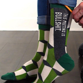 Men's Socks – This Meeting is Bullsh*t - Blue Q - Funky Gifts NZ