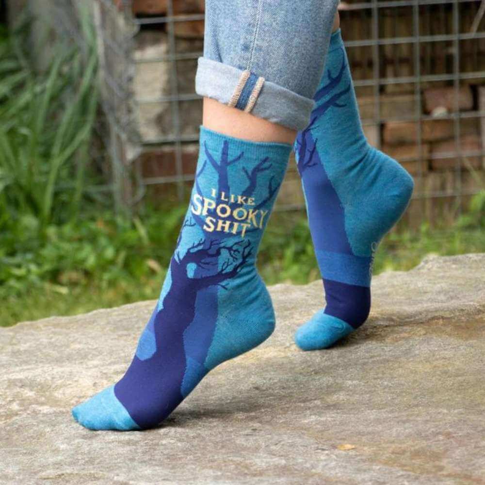 Blue Q Socks - Women's Crew - I Like Spooky Shit - Funky Gifts NZ