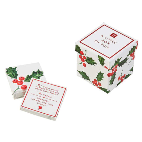 Botanical Holly Christmas Box of Fun Trivia And Charades - Funky Gifts NZ