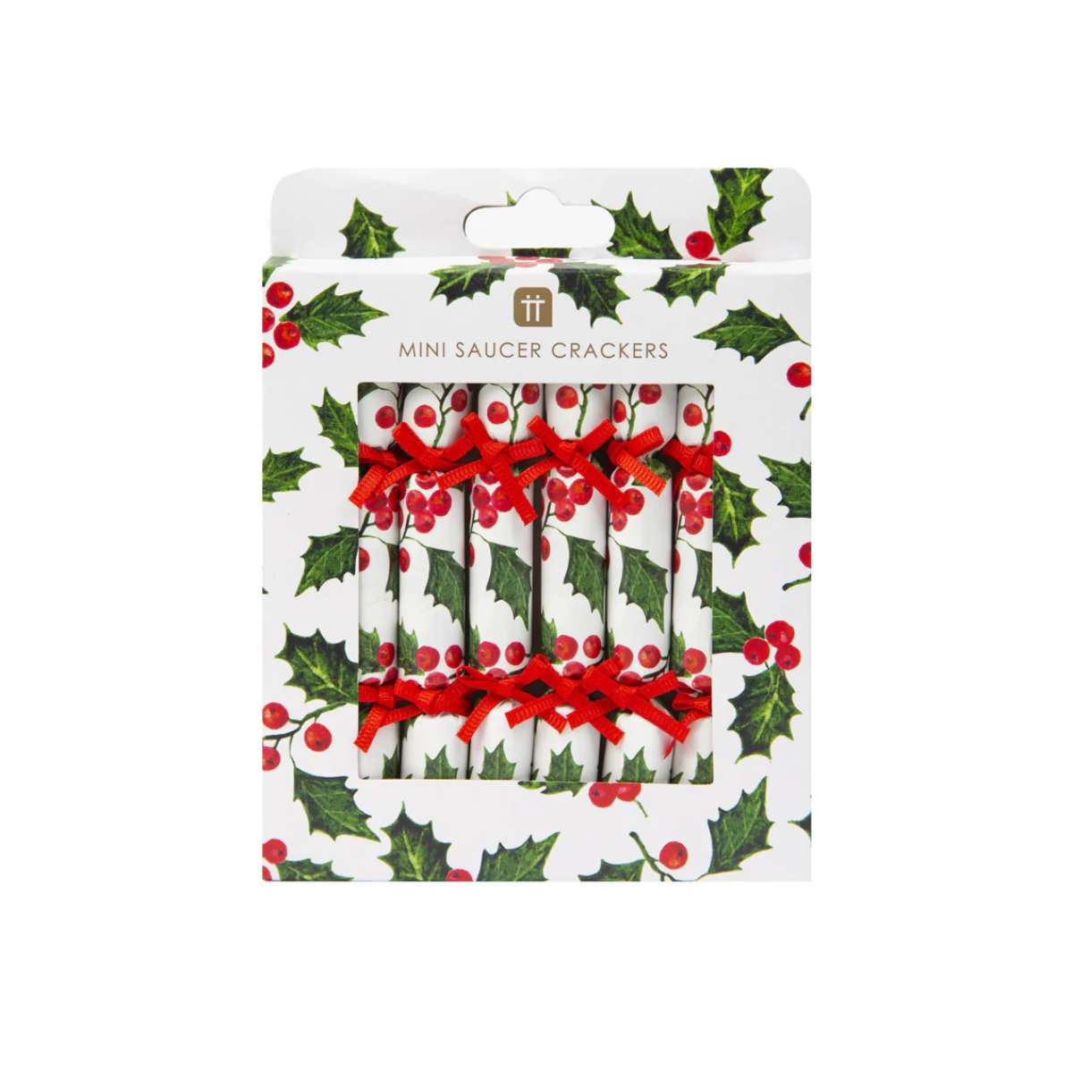 Botanical Holly Christmas Saucer Crackers - Funky Gifts NZ