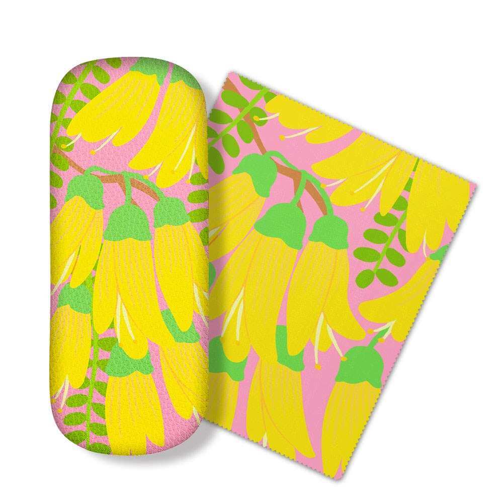 Bright Botanical Kowhai Glasses Case - Funky Gifts NZ