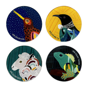 NZ Coaster Set - Bright & Bold - Funky Gifts NZ