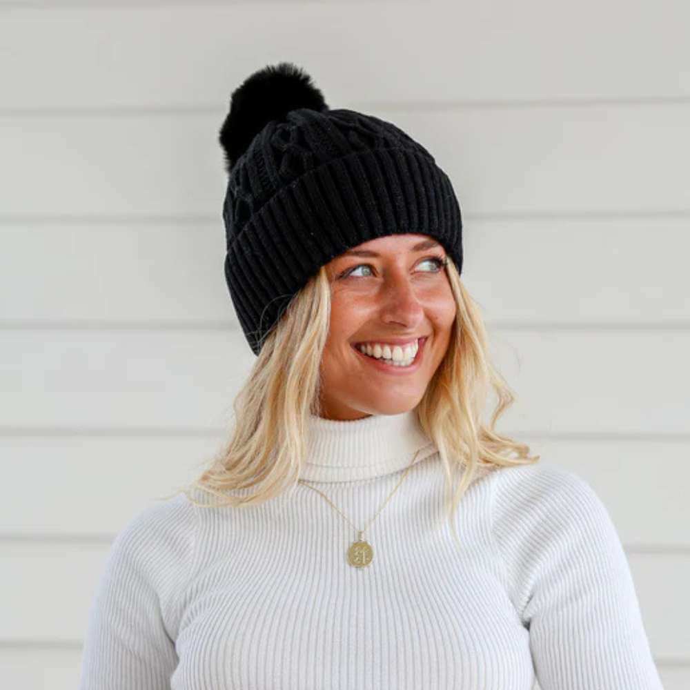 Cable Beanie - Black - Funky Gifts NZ