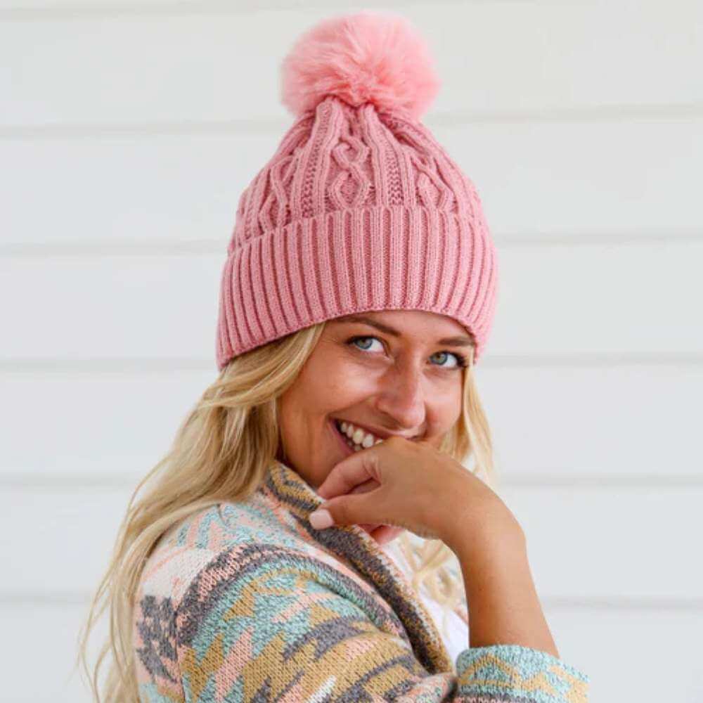 Cable Beanie - Blush Pink - Funky Gifts NZ