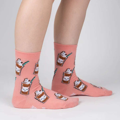 Sock It To Me Socks - Women's Crew - Cat-puccino - Funky Gifts NZ