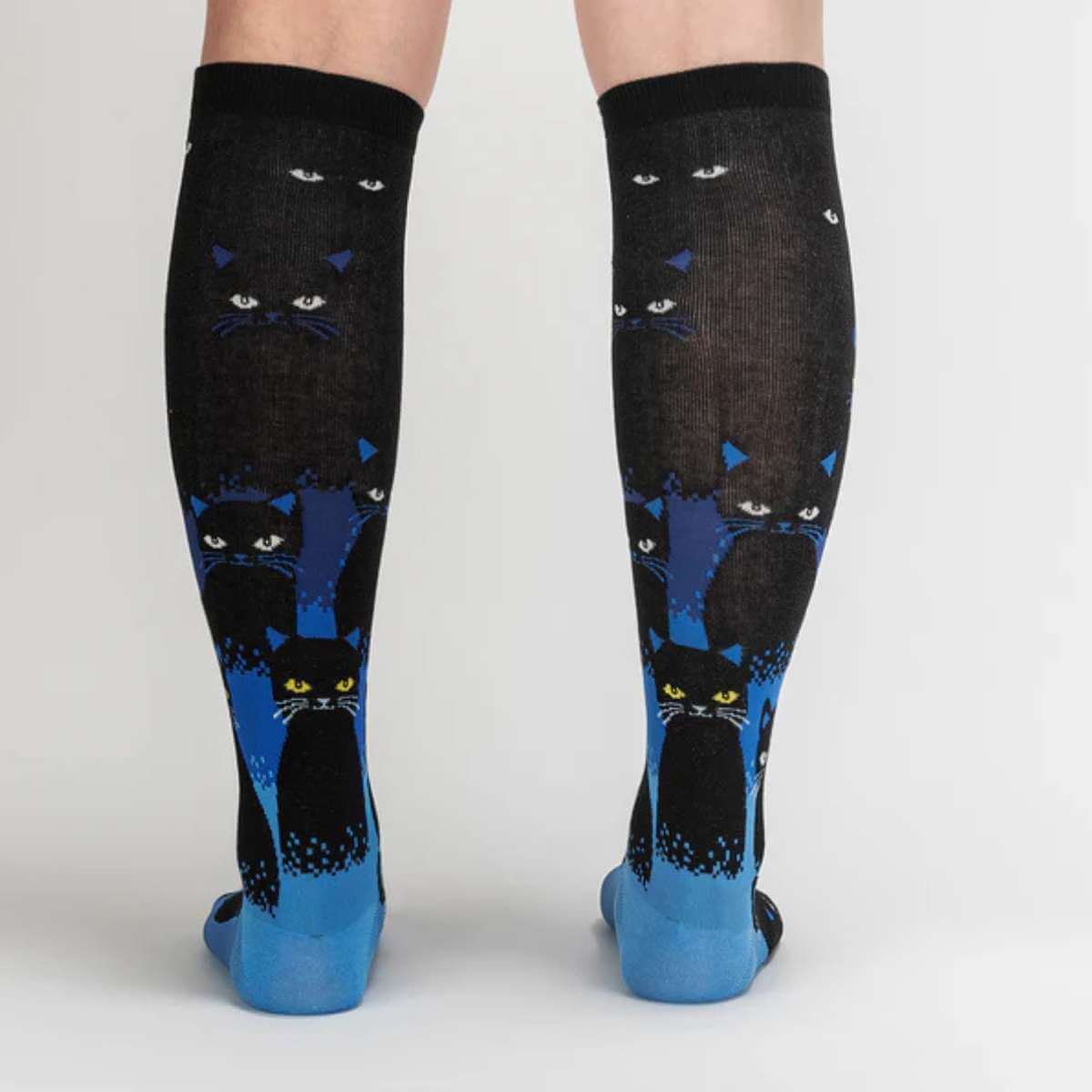 Sock It To Me Socks - Women's Knee High - Cats in the Dark - Funky Gifts NZ