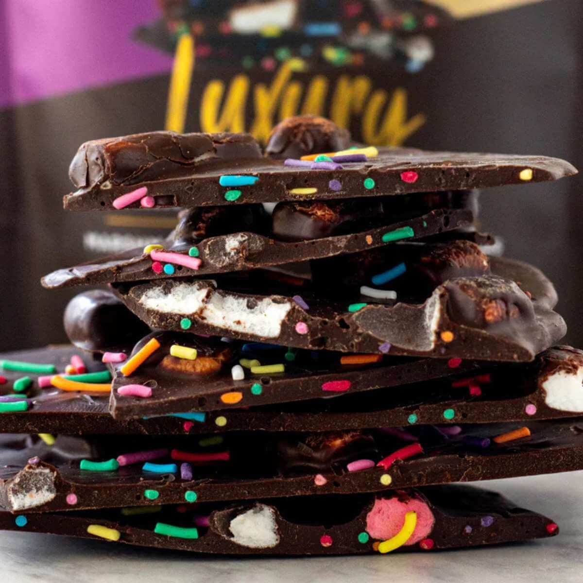 Celebration Dark Chocolate Marshmallow & Sprinkles - Funky Gifts NZ