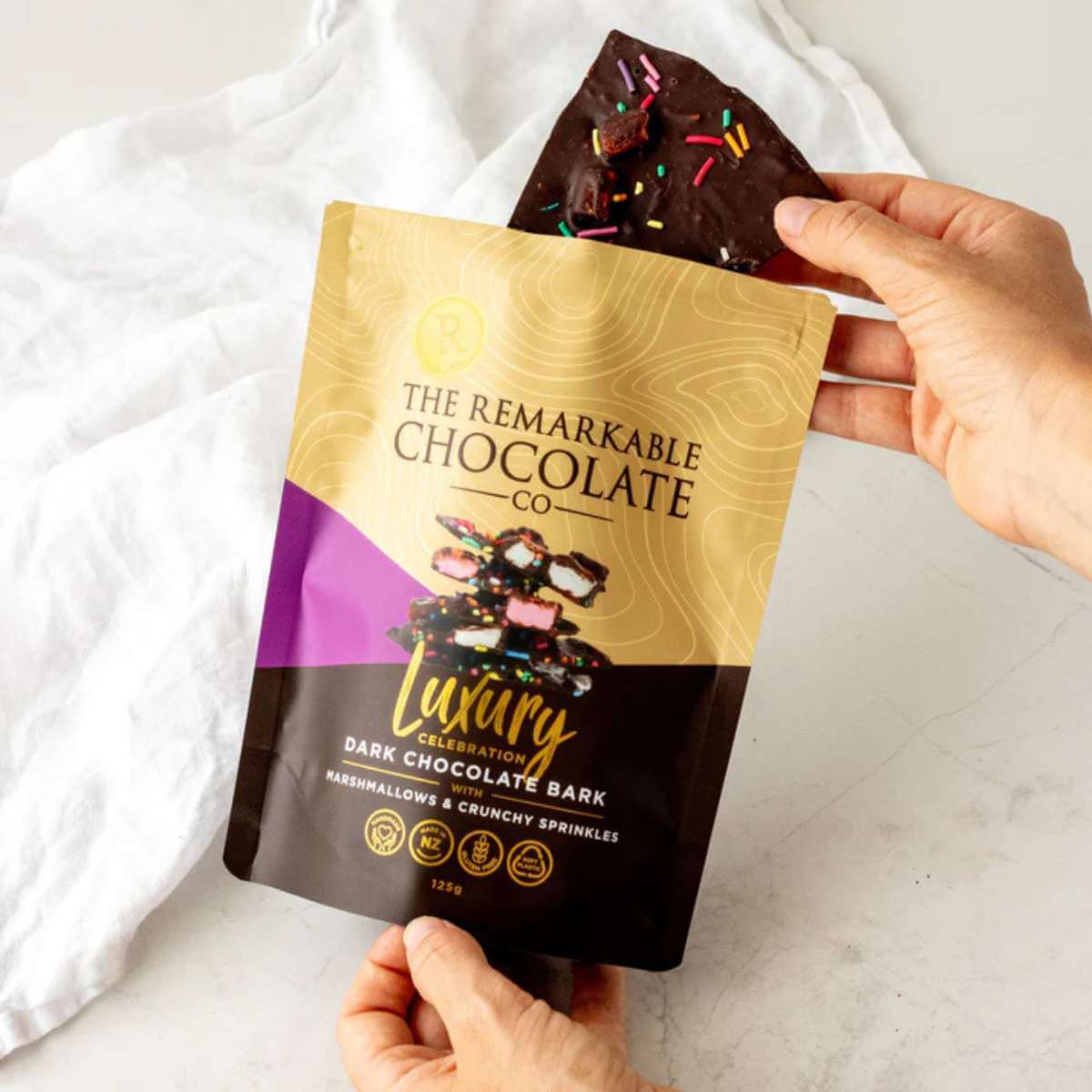 Celebration Dark Chocolate Marshmallow & Sprinkles - Funky Gifts NZ