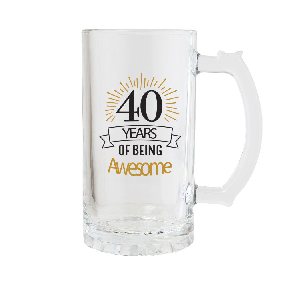 Celebrations Beer Glass - 40th Birthday - Funky Gifts NZ