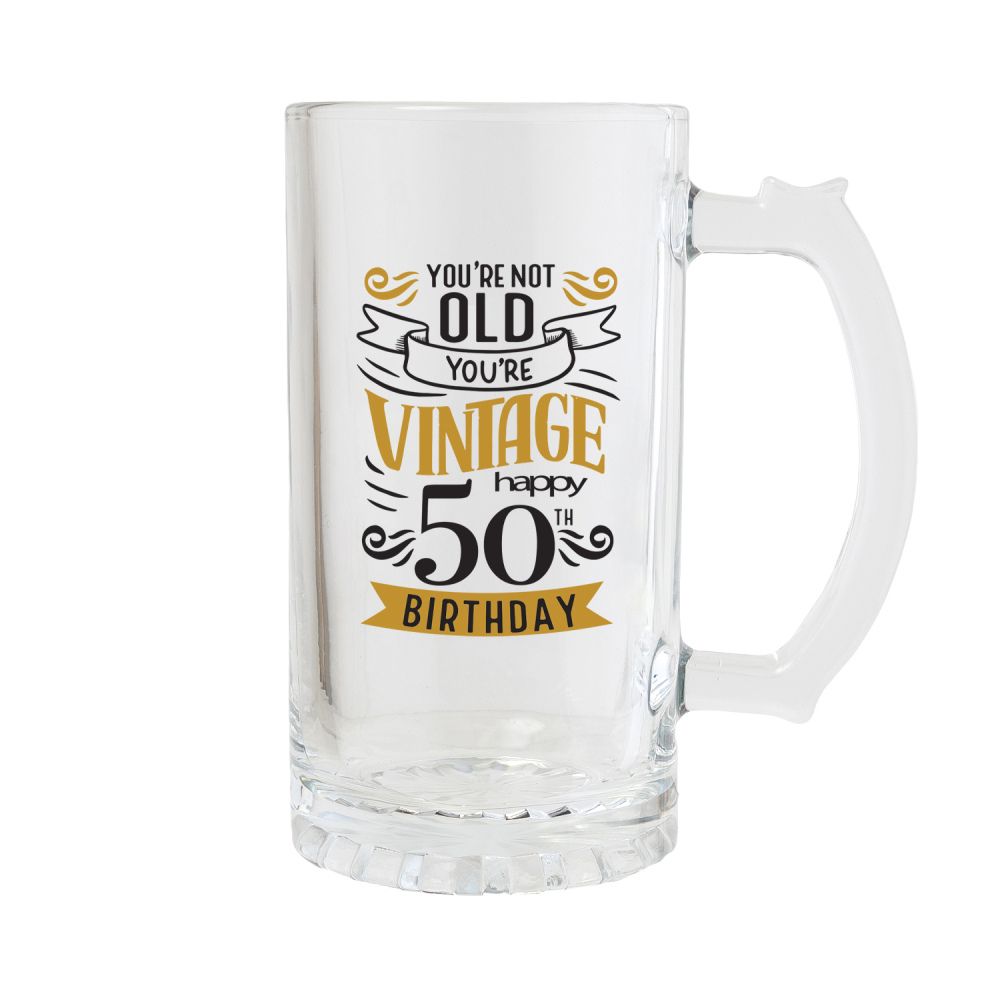 Celebrations Beer Glass - 50th Birthday - Funky Gifts NZ