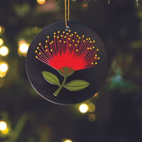 Ceramic Xmas Decoration set - Native Flowers - Funky Gifts NZ