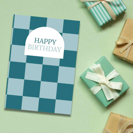 Greeting Card - Checkered Happy Birthday - Funky Gifts NZ