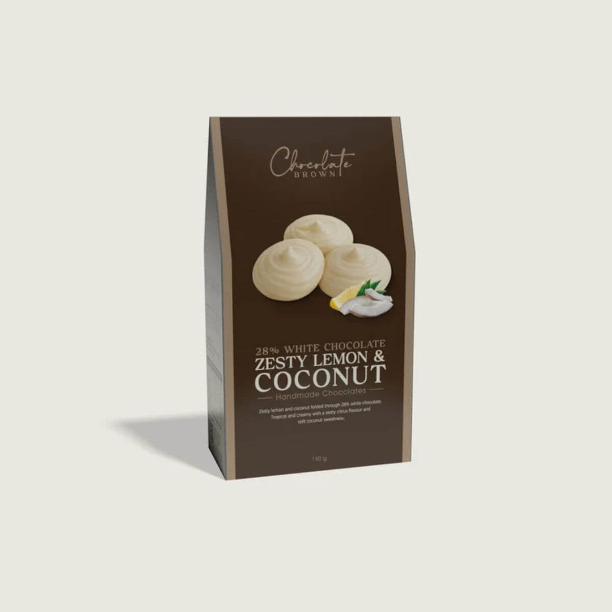 Chocolate Brown - Artisan Chocolates Drops White Lemon Coconut - Funky Gifts NZ