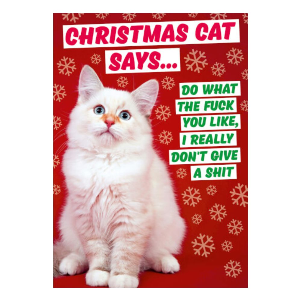 Christmas Greeting Card - Christmas Cat Says - Funky Gifts NZ