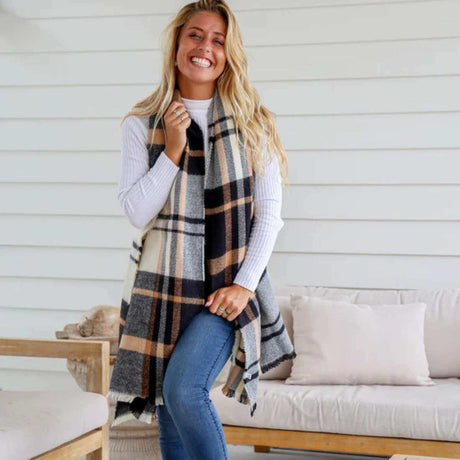 Comfort Scarf - Black White Camel - Funky Gifts NZ