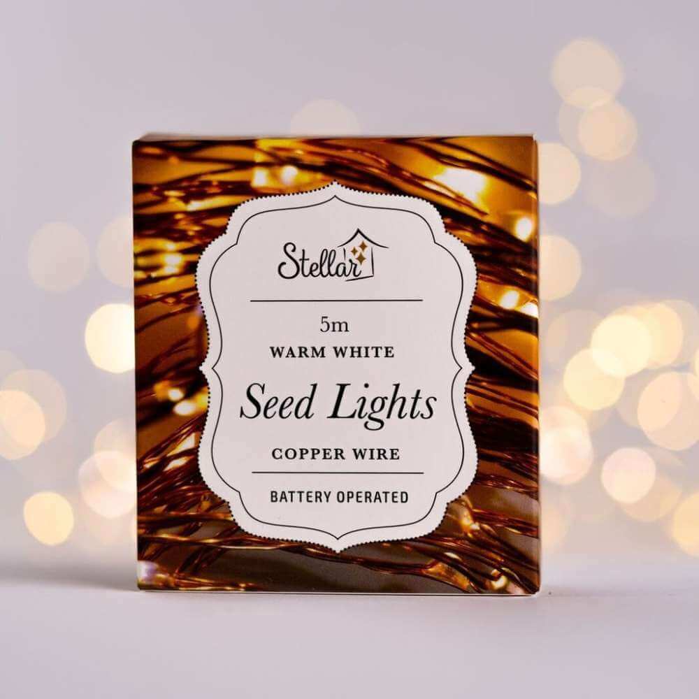 Warm White 5m Wire Seed Lights - Funky Gifts NZ