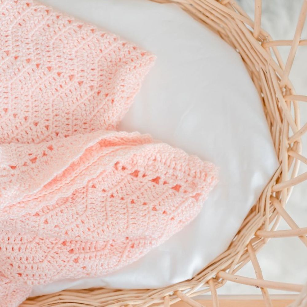 Handmade Crochet Baby Blanket - Peach - Funky Gifts NZ