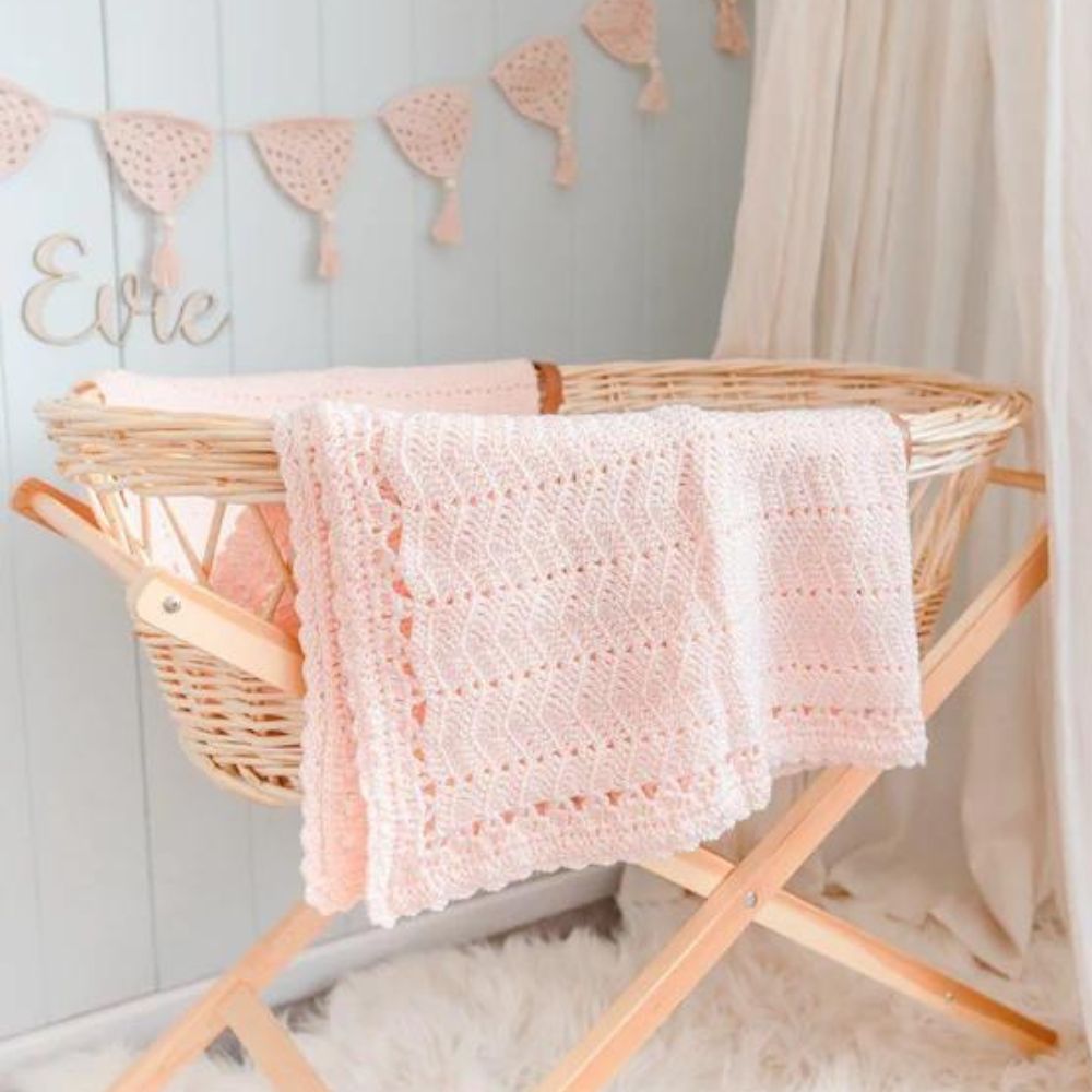 Handmade Crochet Baby Blanket - Peach - Funky Gifts NZ