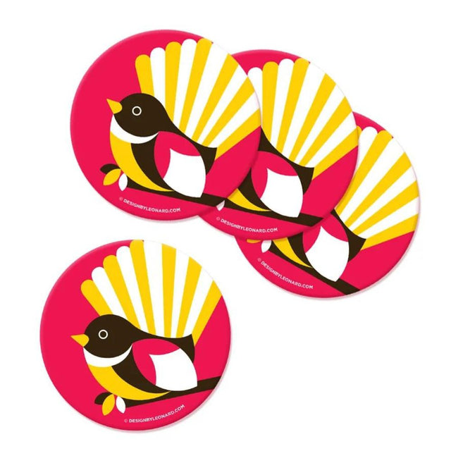 DBL Coaster Set - Iconic Fantail - Funky Gifts NZ