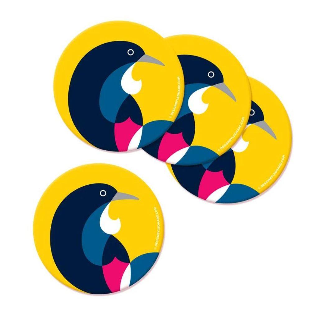 DBL Coaster Set - Iconic Tui - Funky Gifts NZ