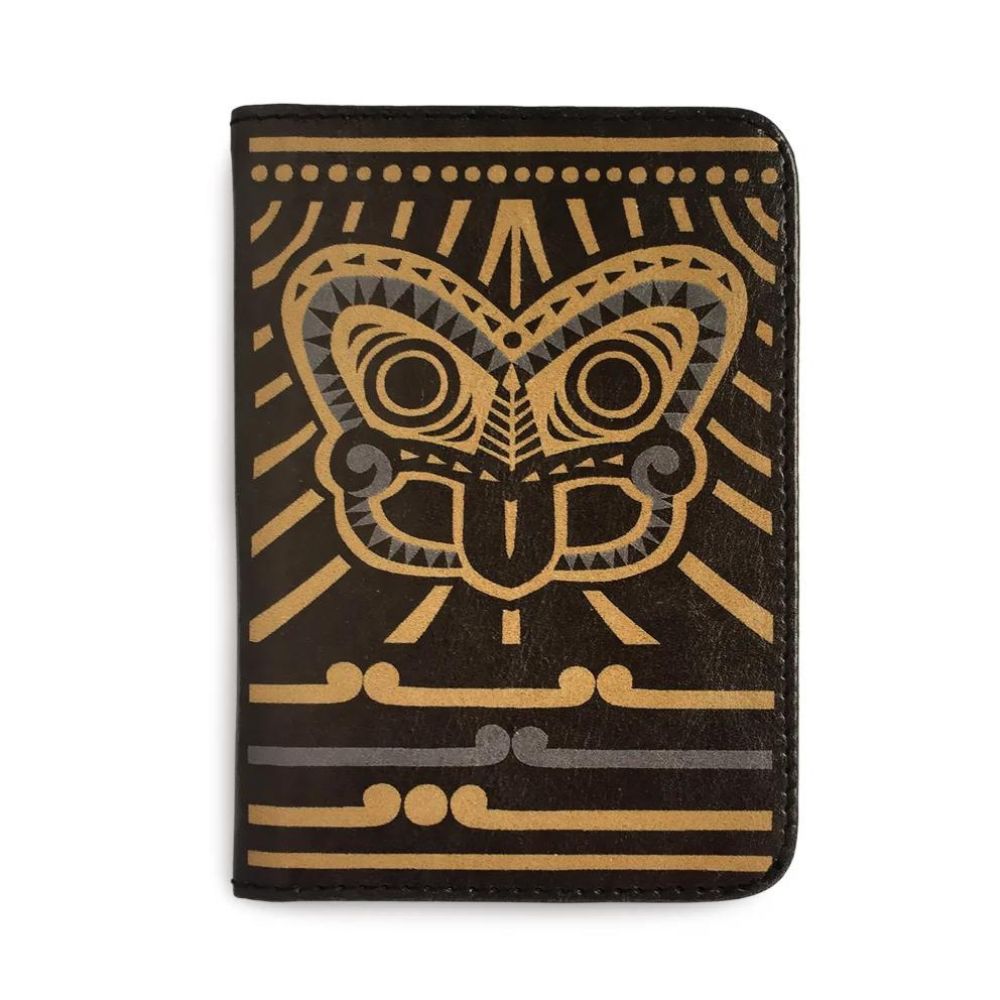 DBL Kiwiana Passport Holder - Tiki Gold - Funky Gifts NZ