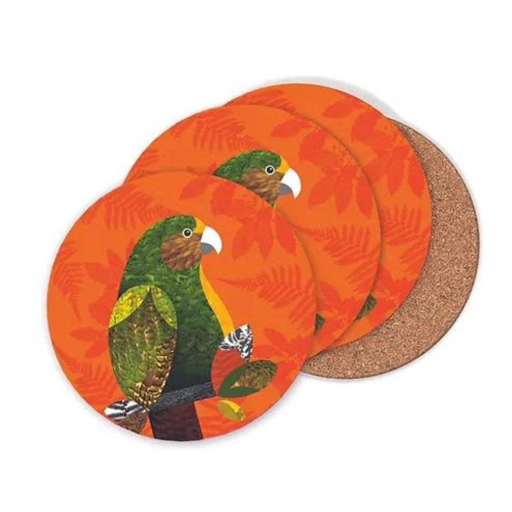 DBL Kiwiana Coaster Set - Kakapo - Funky Gifts NZ