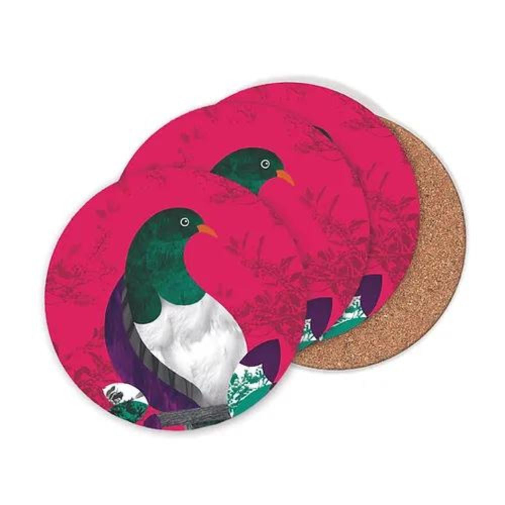 DBL Kiwiana Coaster Set - Kereru - Funky Gifts NZ
