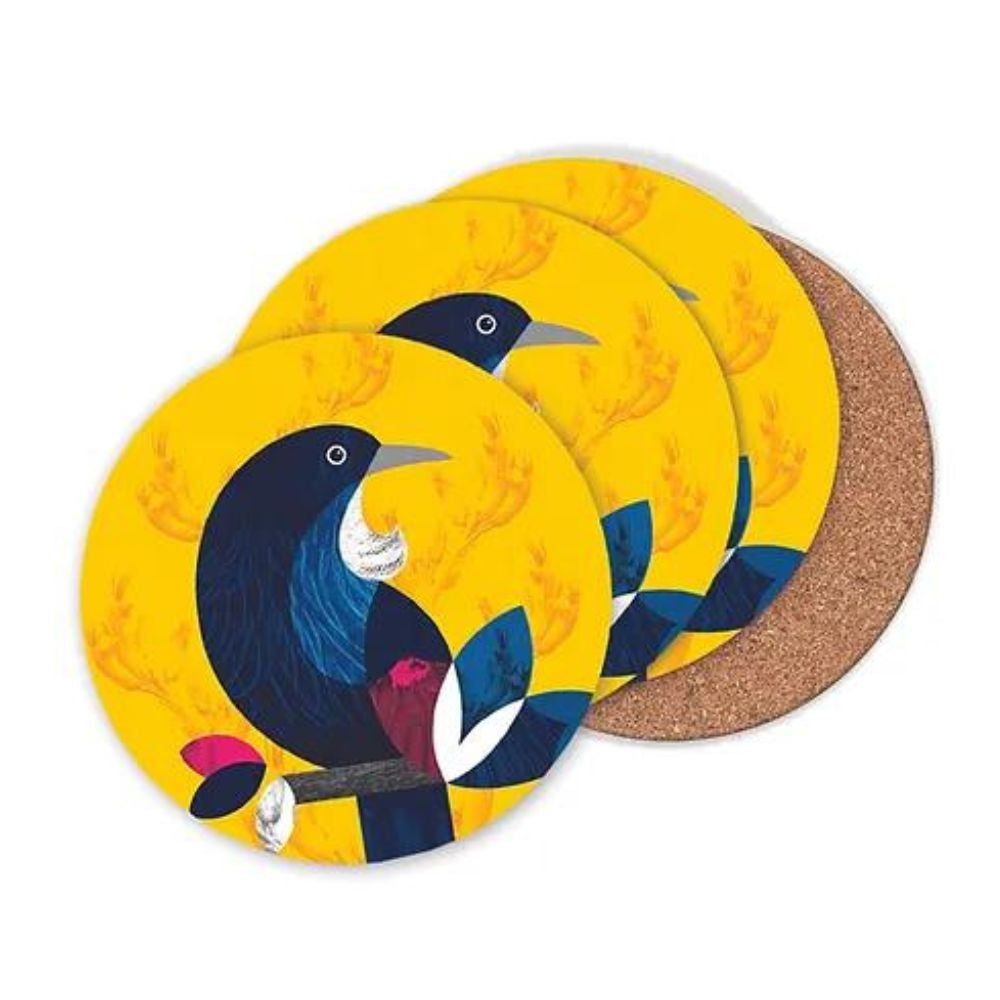 DBL Kiwiana Coaster Set - Tui - Funky Gifts NZ