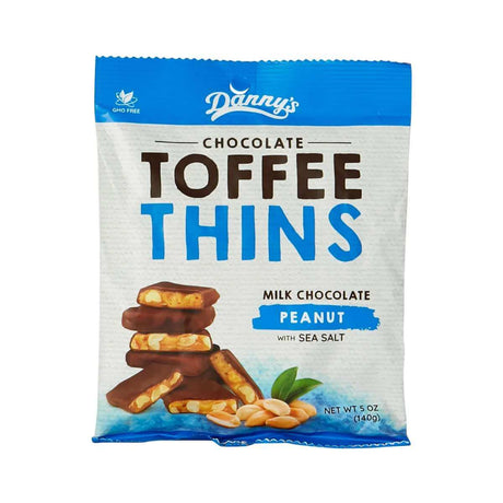 Danny's Toffee Thins Choc Coated Peanut & Sea Salt - Funky Gifts NZ
